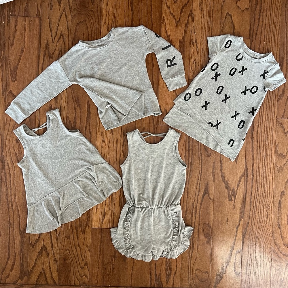 Girls size 3T Heather Gray Long Sleeve, Short Sleeve, Tank, Romper Style Bundle